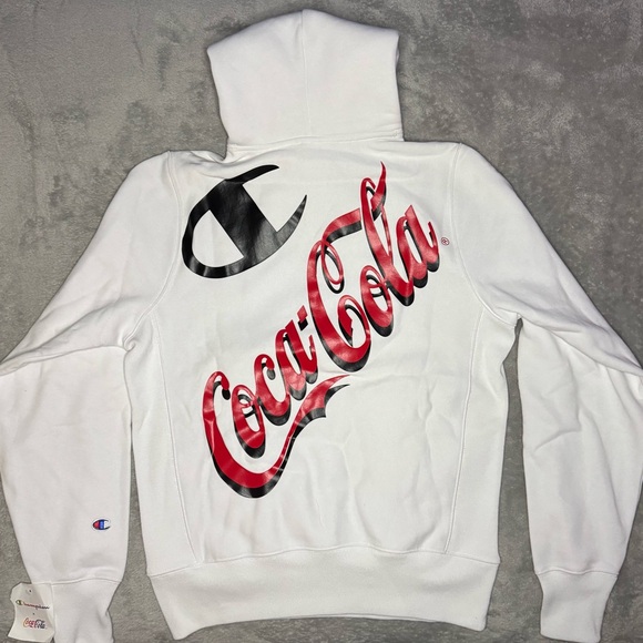 Mens Champion Coca Cola White Hoodie Limited - Picture 2 of 8